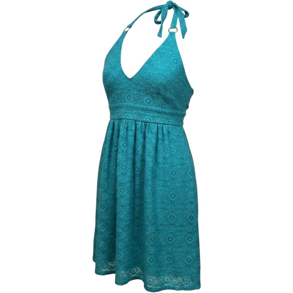Victoria's Secret Bra Tops Teal Blue Floral Lace Halter Dress Small S/P